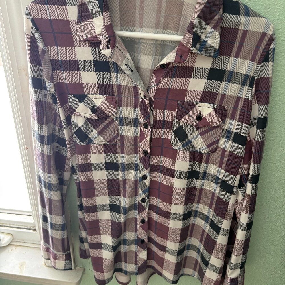 Purple Plaid Button up shirt